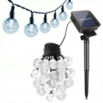 LAMPKI OGRODOWE SOLARNE GIRLANDA 50LED, 9.5m ZIMNE