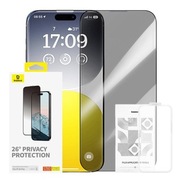 BASEUS SZKŁO HARTOWANE OCHRONNE Z FILTREM PRYWATYZUJĄCYM DO IPHONE 15 Pro