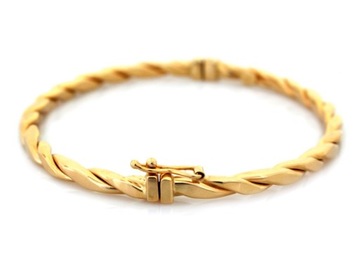 Złota bransoletka 585 sztywna skręcona wyjątkowy wzór na prezent 14kt modna