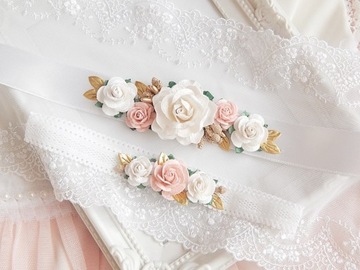 RÓŻANY Zestaw OPASKA i PASEK do sukienki LILIANA