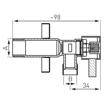 ФЕРРО УГЛОВОЙ КЛАПАН С ГОЛОВКОЙ 1/2 x 3/4