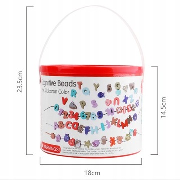 KORALIKI KLOCKI DREWNIANE DO NAWLEKANIA MONTESSORI ALFABET CYFRY MONTESSORI