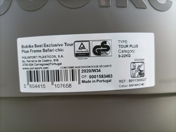 Fotelik Rowerowy Bobike Exclusive Tour Plus na ramę / SAFARI CHIC