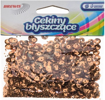 CEKINY BŁYSZCZĄCE ozdobne kreatywne 6mm brązowe
