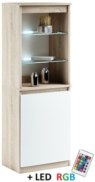 032-022 WITRYNA LED/1d + oświetlenie RGB - SONOMA / BIAŁY