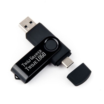 Pendrive 64 GB 3.0 USB-C TYP C CZARNY + GRAWER TWOJE LOGO GADŻET DLA FIRMY