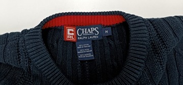 RALPH LAUREN CHAPS Oryginalny Vintage Sweter w Warkocze r. M