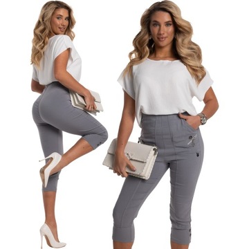 Modne Wygodne Eleganckie SPODNIE RYBACZKI Na Gumce Duże Rozmiary