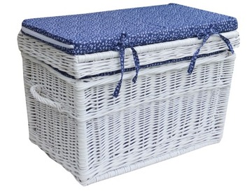 KUFER WIKLINOWY NA ZABAWKI BIAŁY 60 CM + PODUSZKA