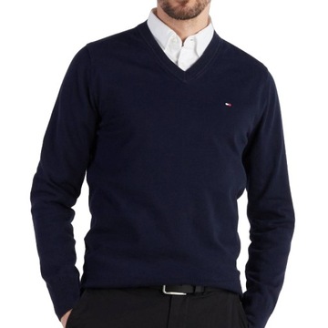 Tommy Hilfiger sweter męski Regular Fit v-neck granatowy MW0MW30956-DW5 S