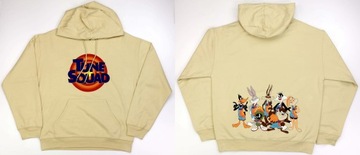 Bluza męska z kapturem Space Jam Kosmiczny Mecz r. M Kieszeń beżowa ciepła