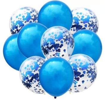 Balony niebieskie z niebieskim konfetti