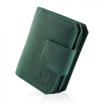 Pojemny kolorowy portfel damski skórzany - Zielony