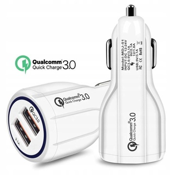 SZYBKA ŁADOWARKA SAMOCHODOWA USB QUICK CHARGE QUALCOMM 3.0 2x USB 3,1A