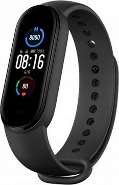 PASEK SILIKONOWY OPASKA ZAMIENNA DO XIAOMI MI BAND 5/6 | BLACK