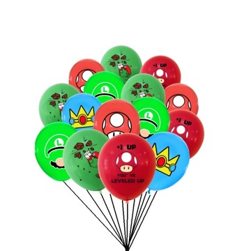 ZESTAW BALONÓW BALON SUPER MARIO URODZINY 15 SZT 3 KOLORY