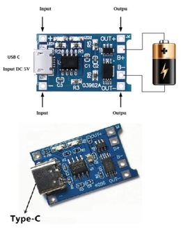 Зарядное устройство для Li-ion 18650 3,7В 5В 1А TP4056 USB C