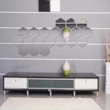 Зеркало настенное декоративное шестигранное 8 см, 12 шт.