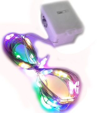 Lampki na druciku 2m z bateriami 20led multikolor