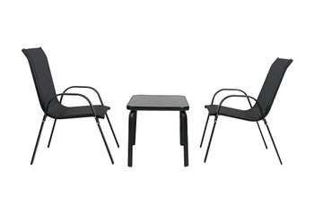 КОМПЛЕКТ САДОВОЙ МЕБЕЛИ БАЛКОН ТЕРРАСА СТОЛ СТОЛ 2x СТУЛЬЯ МАЛАГА СЕРЫЙ