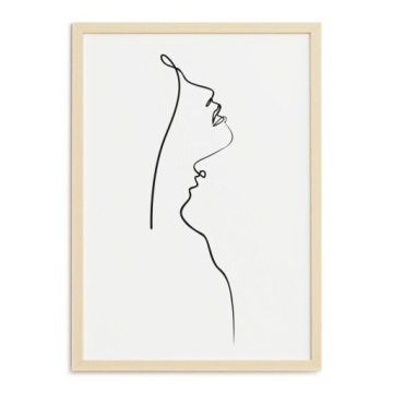 PLAKAT A3 NOWOCZESNY PARA JEDNA LINIA MIŁOŚĆ SZKIC