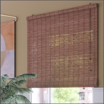 Римская штора, бамбуковая штора на окно 150х220 см ВИШНЯ