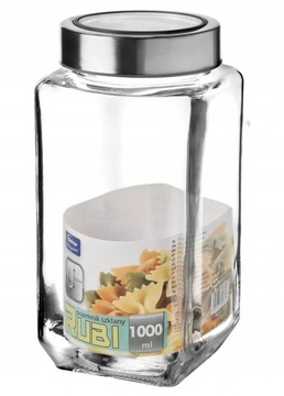 POJEMNIK SZKLANY RUBI 1000ML SZARY