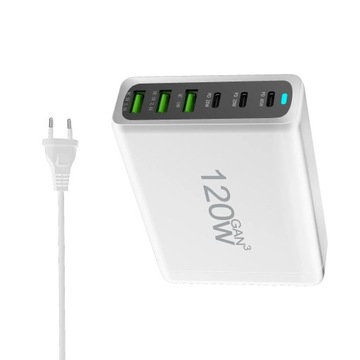 Зарядное устройство GaN мощностью 120 Вт, 200 Вт, 6 портов USB, тип C, зарядное устройство PD, быстрая зарядка 3.0 USB