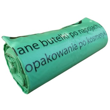 Worki segregacji śmieci SZKŁO ZIELONE kosz 120L