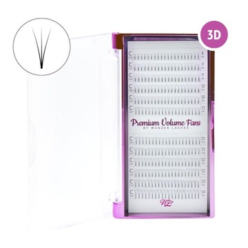 RZĘSY KĘPKI PREMIUM VOLUME FANS 3D C 0,07 8 MM WONDER LASHES 240SZT PALETKA