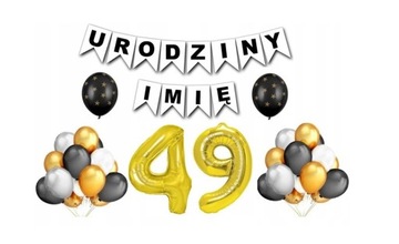 Zestaw na 49 Urodziny Balony Baner Dowolne Imię