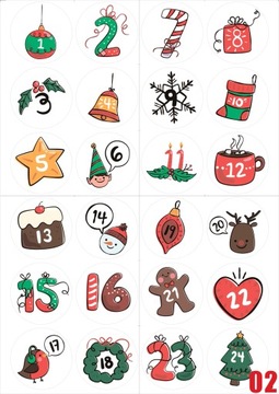 РОЖДЕСТВЕНСКИЕ НАКЛЕЙКИ АДВЕНТ-КАЛЕНДАРЬ А4 выкройки