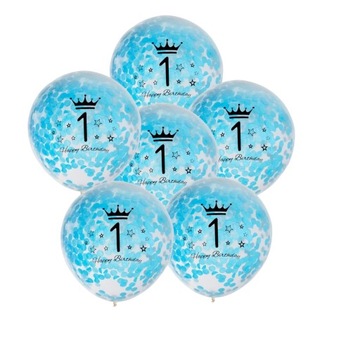 Balony na 1 urodziny roczek z konfetti - 6 sztuk