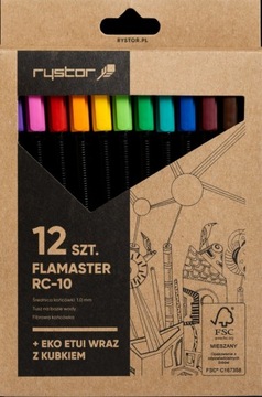flamastry mazaki Rystor 12 kolorów 1 mm