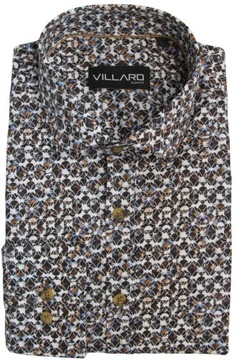 Koszula Villaro slim 41 176/182 brązowa we wzór geometryczny