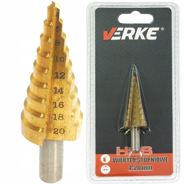 VERKE WIERTŁO STOPNIOWE STOŻKOWE HSS TYTAN 4-20 MM