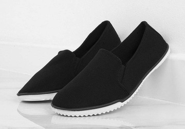 4789 CZARNE TENISÓWKI WSUWANE LYCRA SLIP ON 37