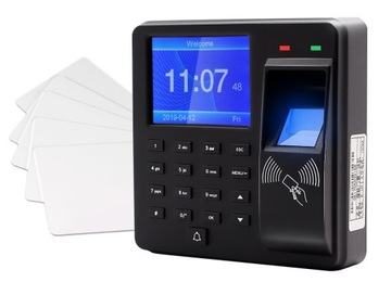 REJESTRATOR CZASU PRACY HASŁO ODCISK PALCA + 15 ZAKODOWANYCH KART RFID