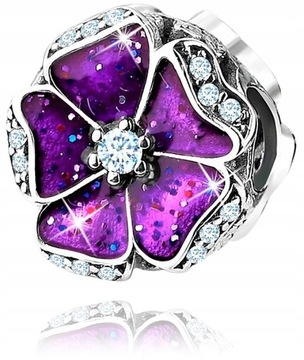 ZAWIESZKA CHARMS KWIATEK BEADS KORALIK SREBRO 925