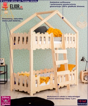 ДЕТСКИЙ ДЕРЕВЯННЫЙ ДОМ ЯРУСНАЯ КРОВАТЬ + КАРКАС
