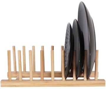 Бамбуковый органайзер для тарелок и подставка для крышек.