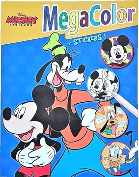 KOLOROWANKA XXL KLASYCZNA MYSZKA MICKEY + NAKLEJKI