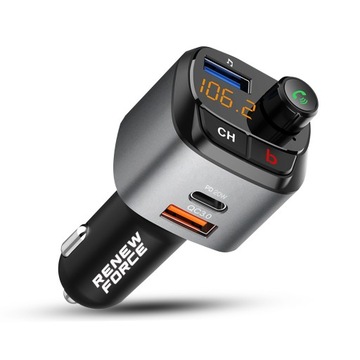 FM-передатчик Bluetooth Автомобильный комплект с зарядным устройством QC3.0 USB-C мощностью 36 Вт