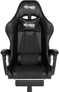 FOTEL GAMINGOWY CYBER CHAIRS X-POWER BLACK - BIUROWY Z MASAŻEM I PODNÓŻKIEM