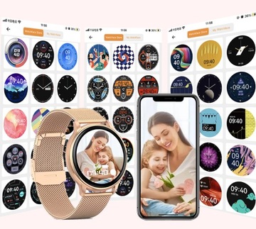 SMARTWATCH DAMSKI DLA KOBIETY ROZMOWY POWIADOMIENIA SPORT POMIARY MENU PL