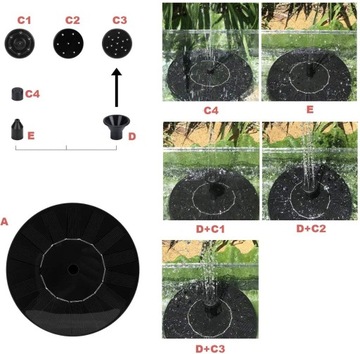 СОЛНЕЧНЫЙ САДОВЫЙ ФОНТАН 6 ЭФФЕКТОВ, ПЛАВАЮЩИХ В ПРУД НАСОС 190Л/Ч