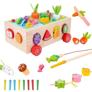 MONTESSORI GRA LOGICZNA ZRĘCZNOŚCIOWA SORTER MARCHEWKI I ROBACZKI