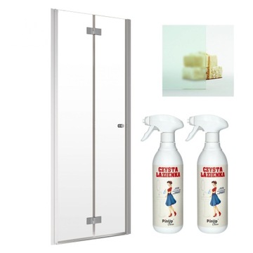 Drzwi prysznicowe wnękowe składane 70 L satynowe + pianka czyszcząca PinUp
