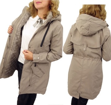 Kurtka Damska Parka Ocieplana z Odpinanym Kapturem AILA 48 4XL
