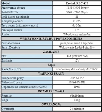 POE КАМЕРА REOLINK RLC-820A 8 Мп КУПОЛЬНАЯ IP PoE IP67